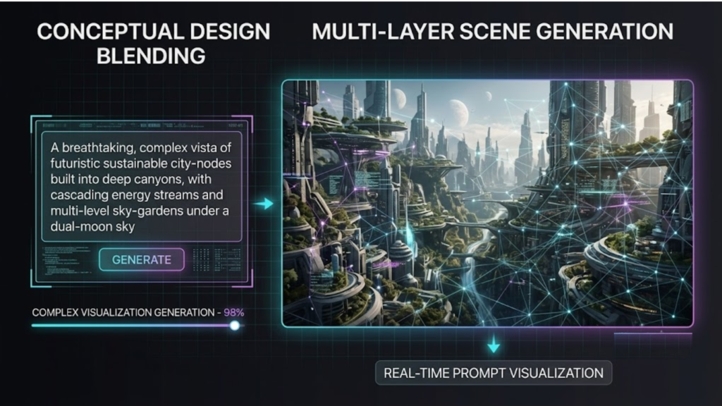 Photoshop AI generating a detailed image from a text prompt using Adobe Firefly