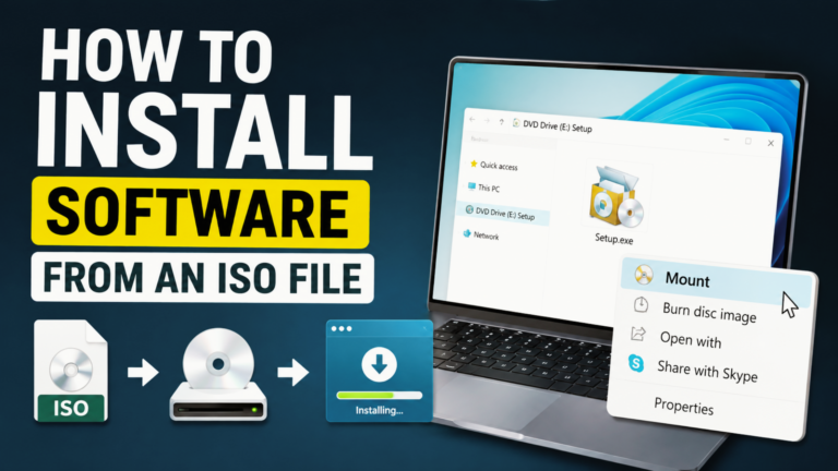 How to install software from an ISO file on Windows